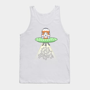 Funny brown dog is flying a ufo Tank Top